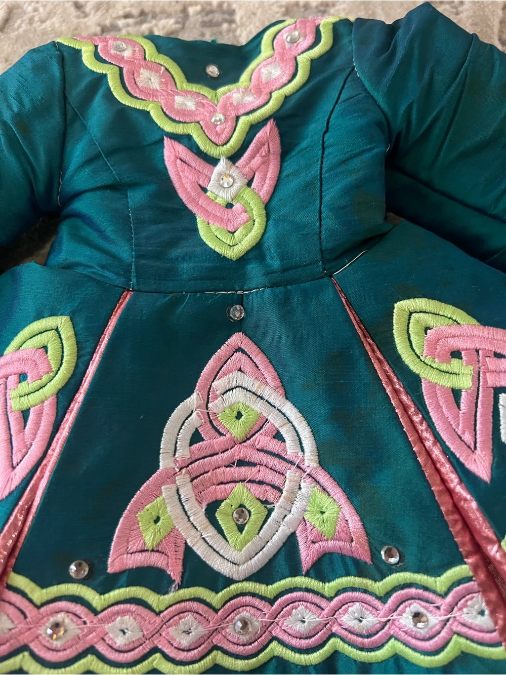 Irish Green Dance Solo Dress for 18" Dolls - Picture 2 of 4